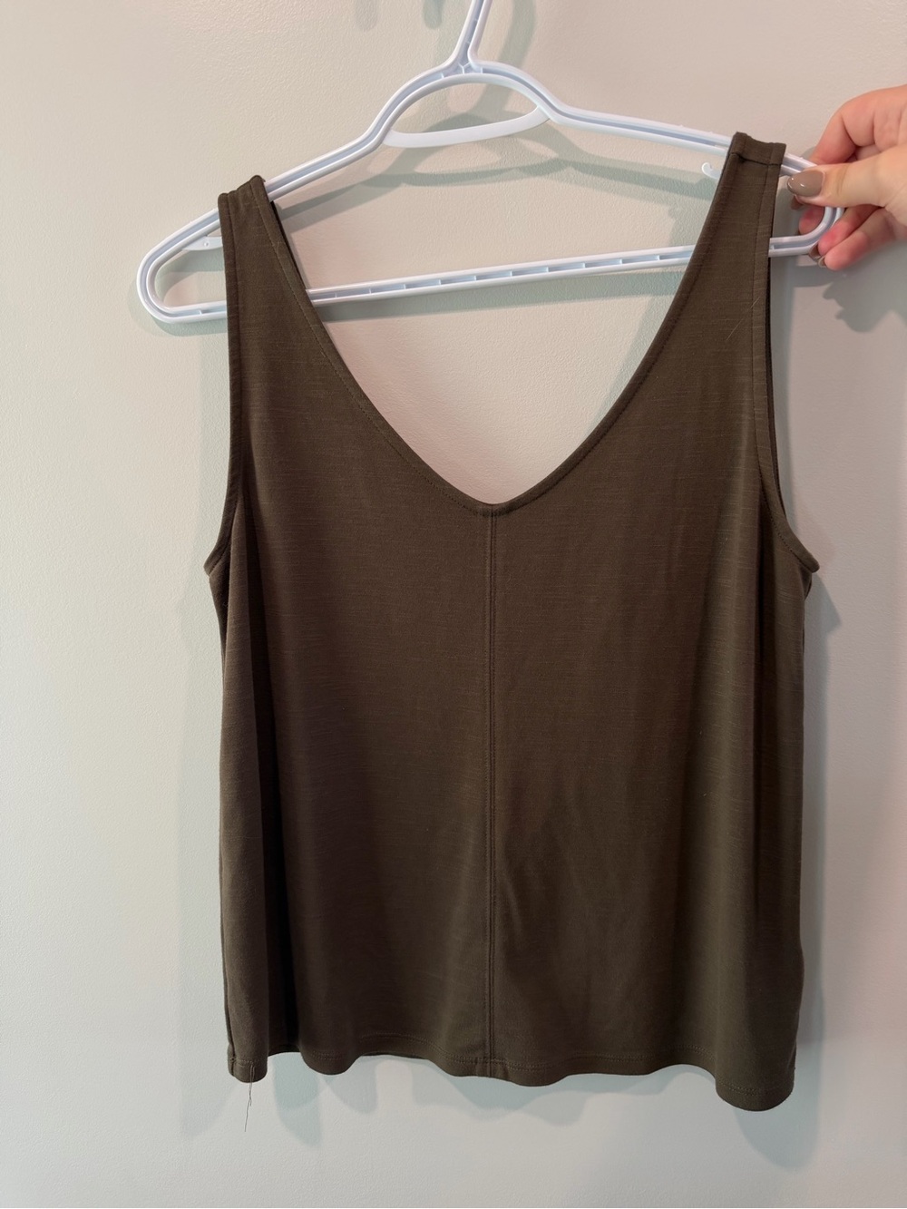 Women's Olive Green V-Neck Tank Top